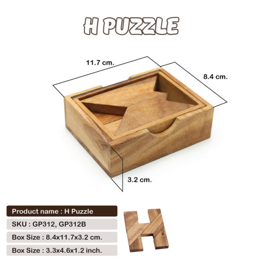 H Puzzle with Wooden Box - Image 4