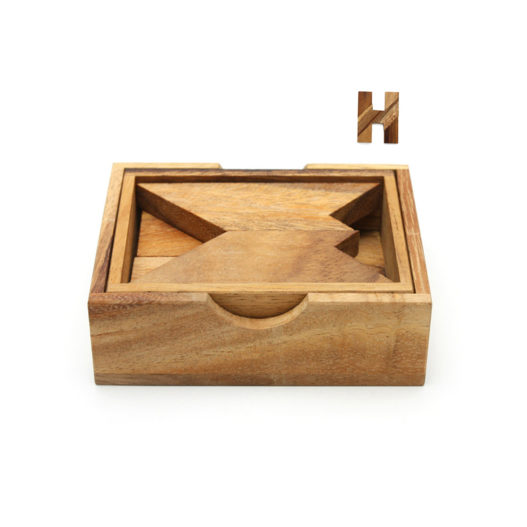 H Puzzle with Wooden Box