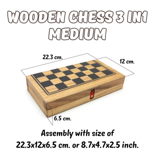 Wooden Chess 3 in 1 - Image 5